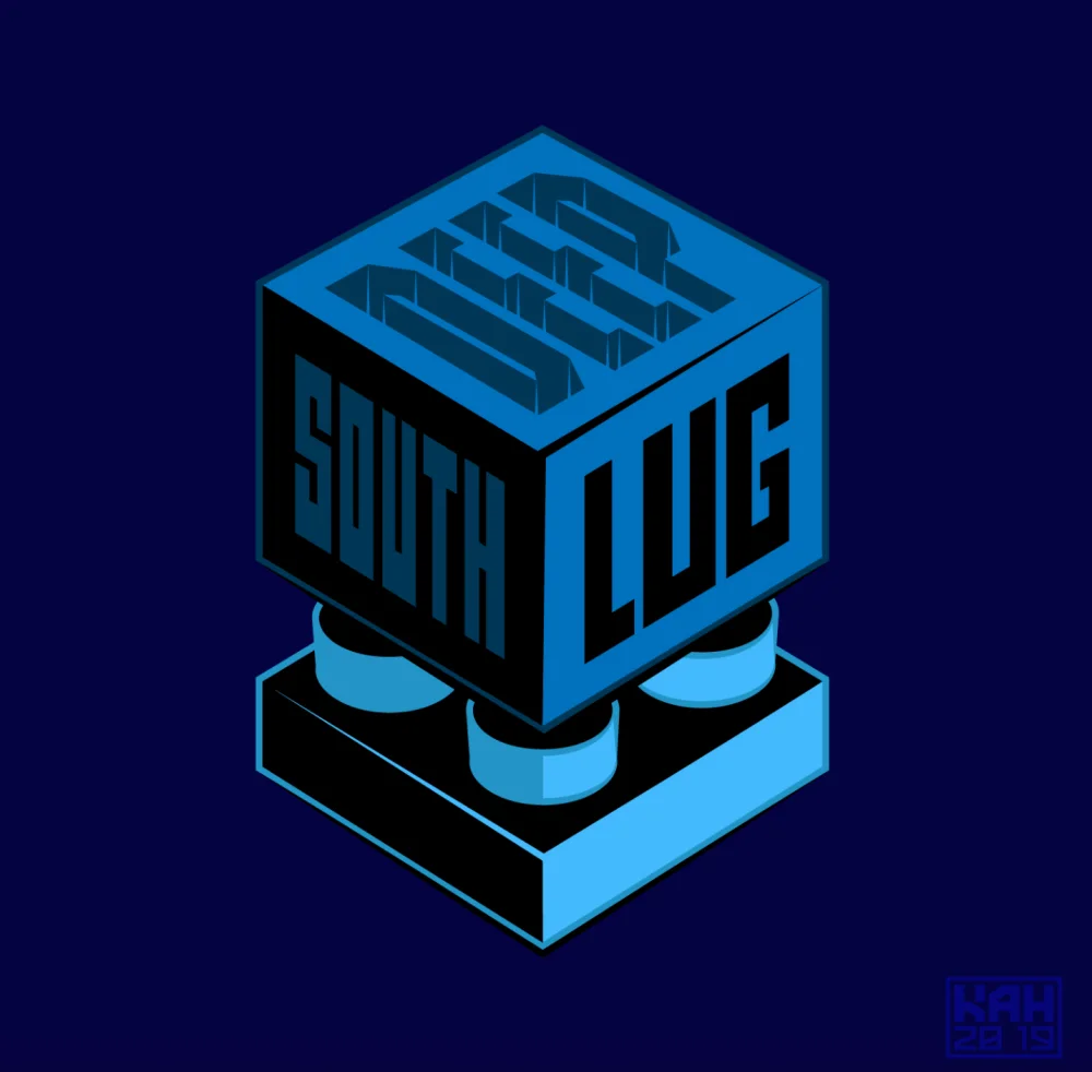 Dimensional blue brick logo