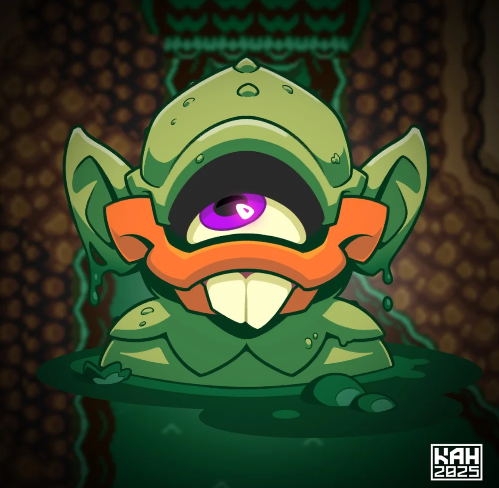 Green fantasy creature character illustration