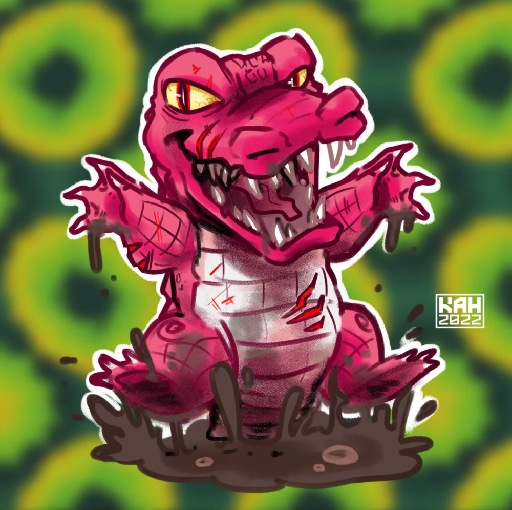 Pink dinosaur character illustration
