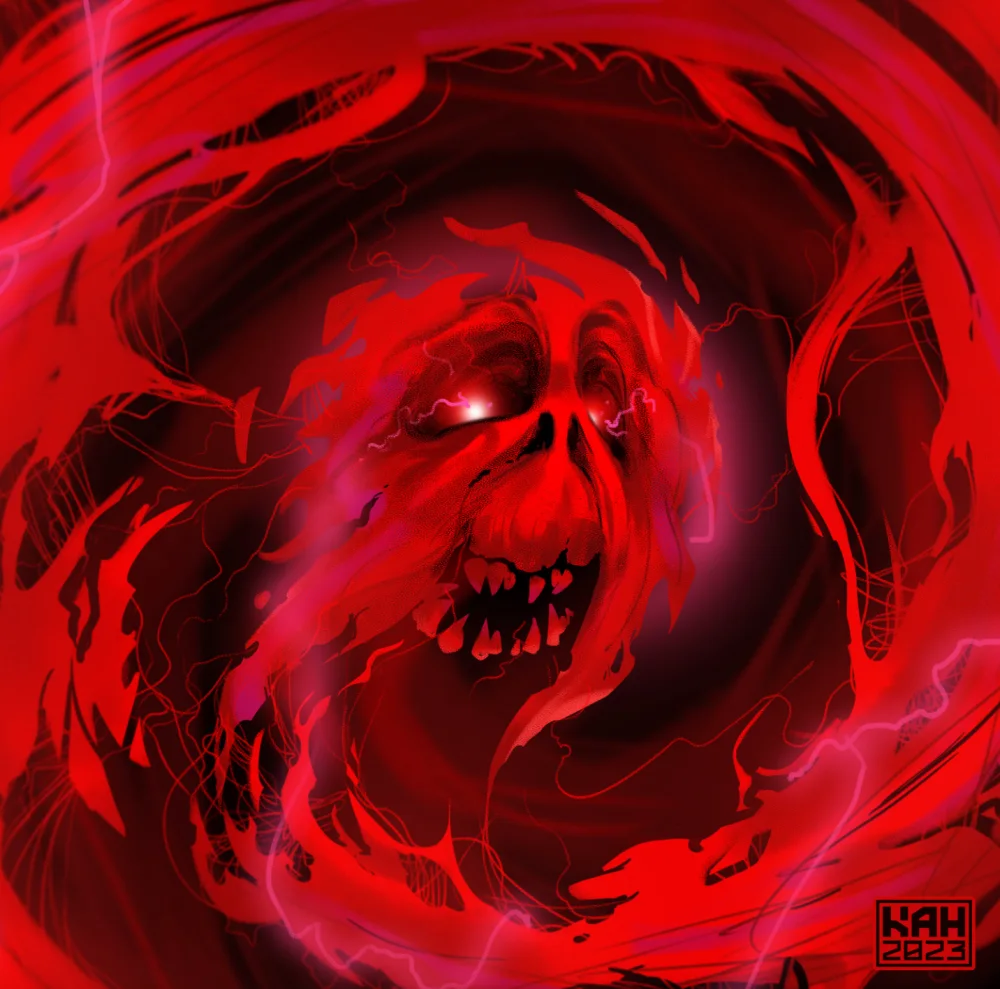 Fiery red creature illustration