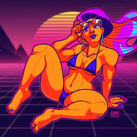 Neon Beach Babe